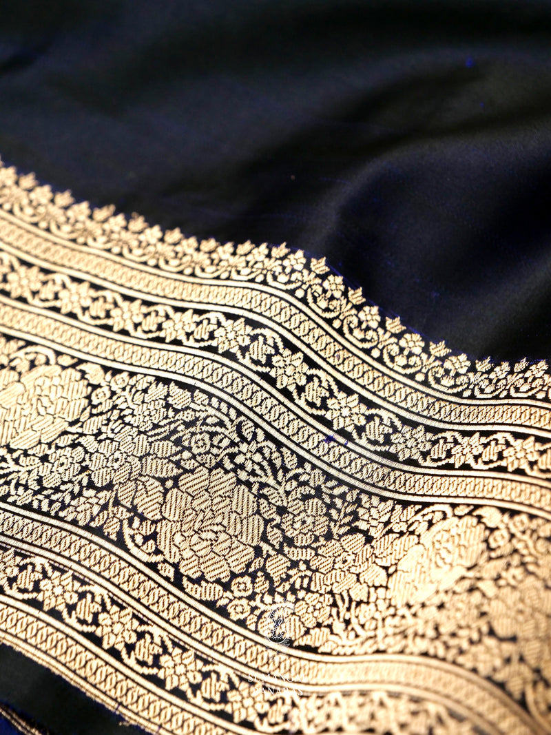 Handwoven Royal Blue Katan Silk Saree