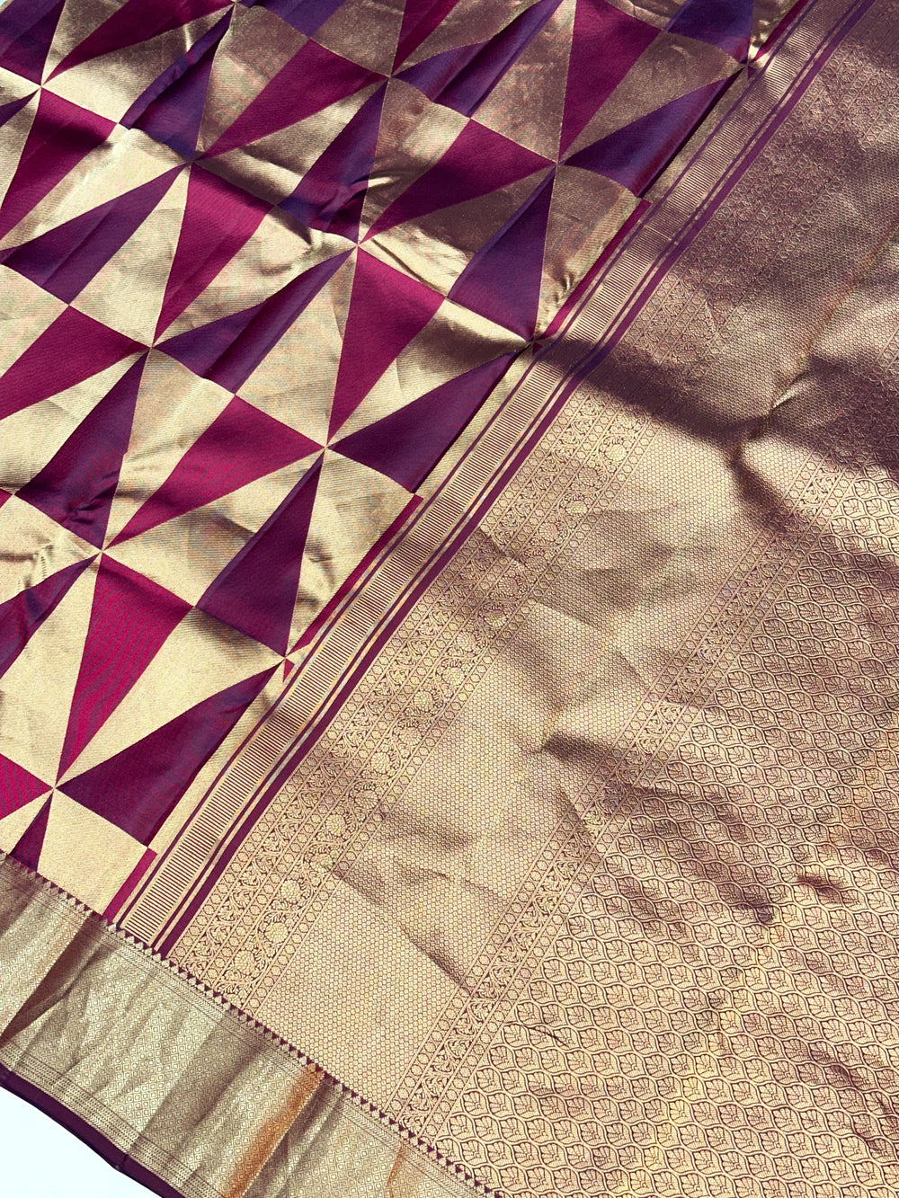 Wine Red Rangkat Katan Silk Kanjivaram Saree