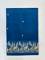 Cobalt Blue Motif Katan Silk Handwoven Banarasi Saree