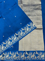 Cobalt Blue Motif Katan Silk Handwoven Banarasi Saree