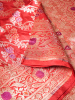 Handwoven Pinkish Red Banarasi Katan Silk Saree