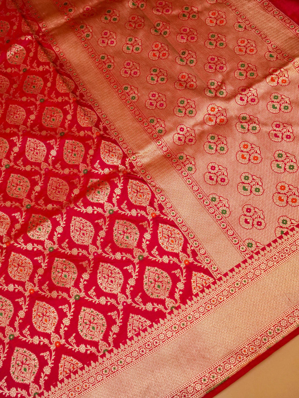 Handwoven Red Banarasi Katan Silk Saree