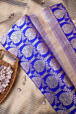 Handwoven Blue Banarasi Katan Silk Saree