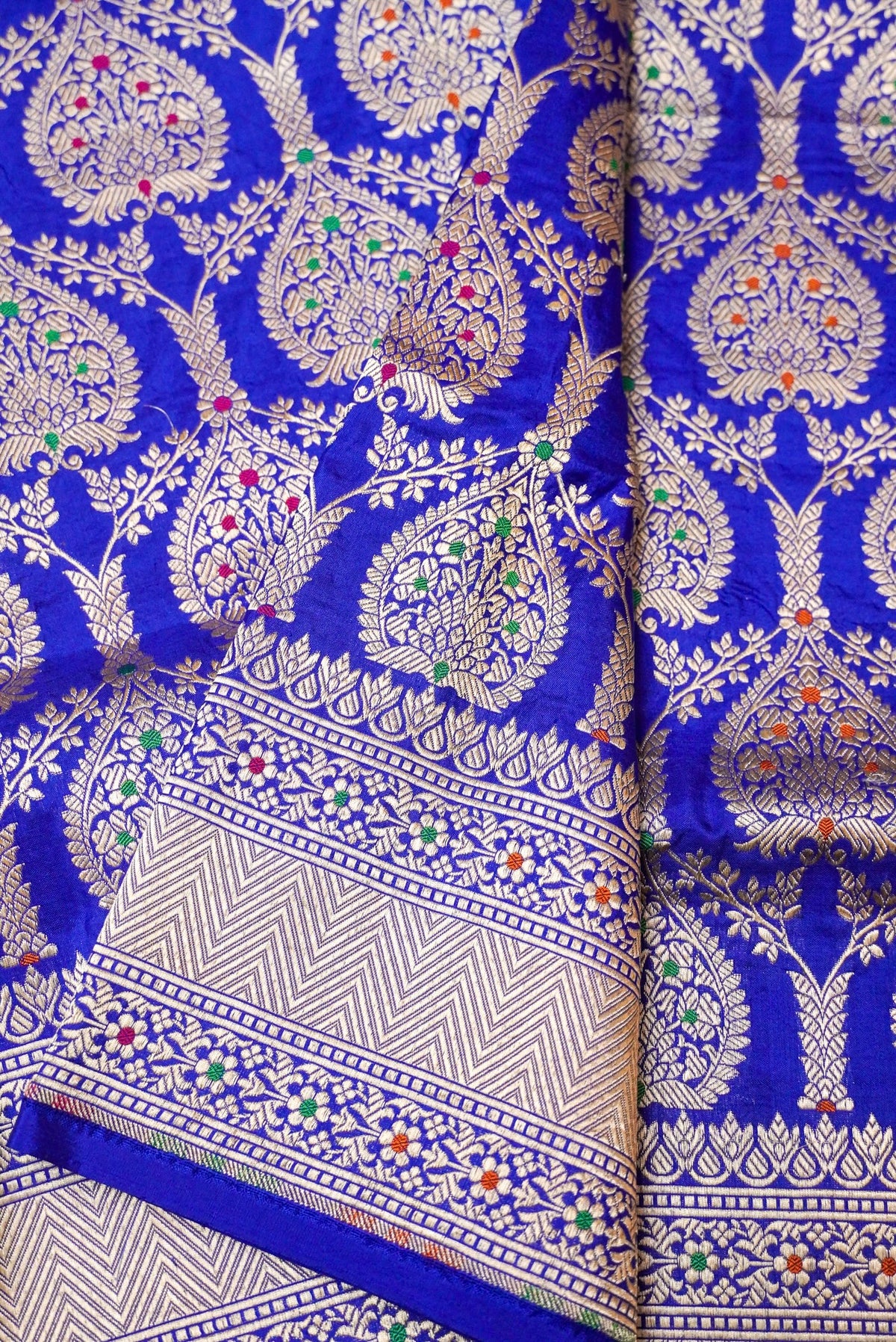 Handwoven Blue Banarasi Katan Silk Saree