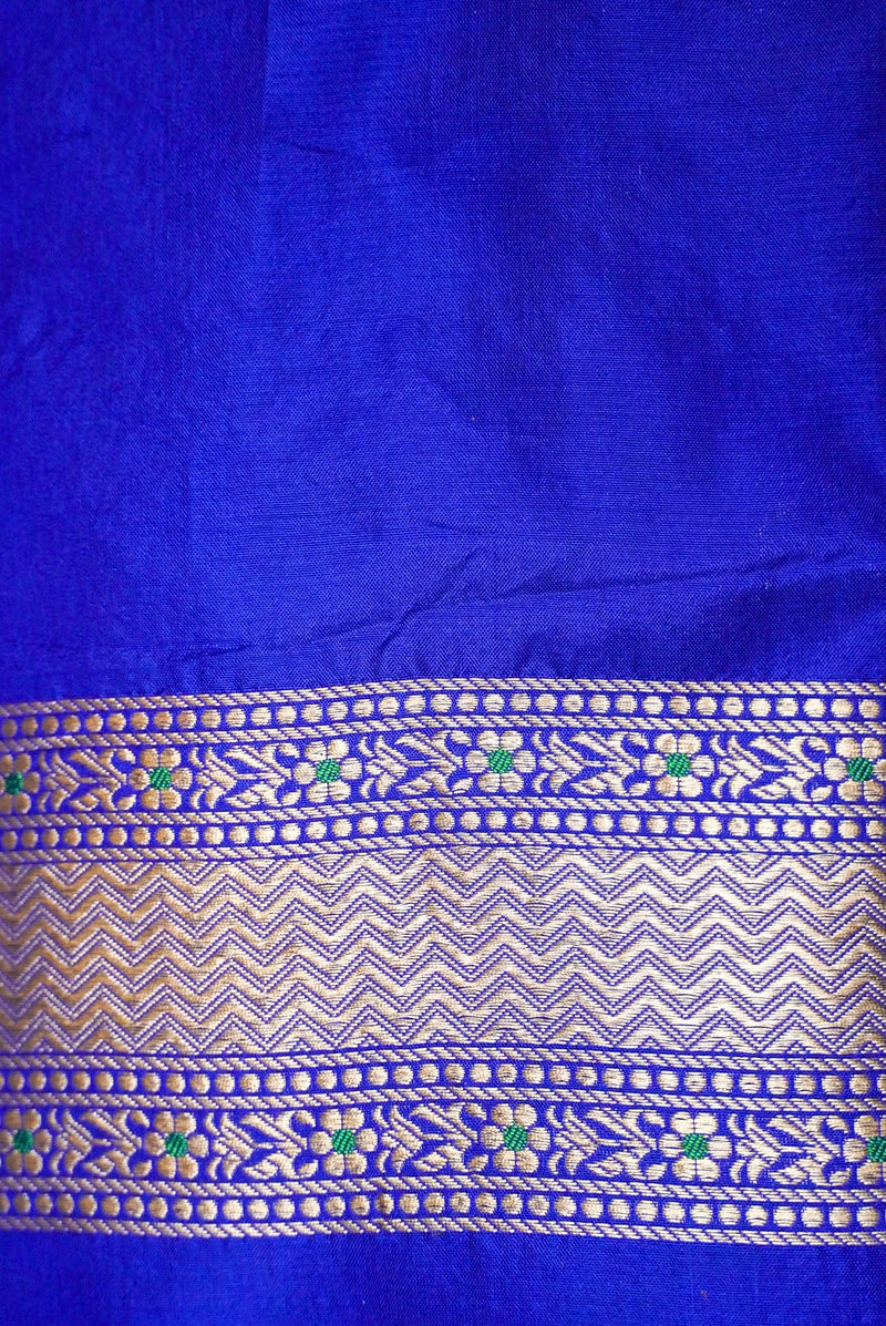 Handwoven Blue Banarasi Katan Silk Saree