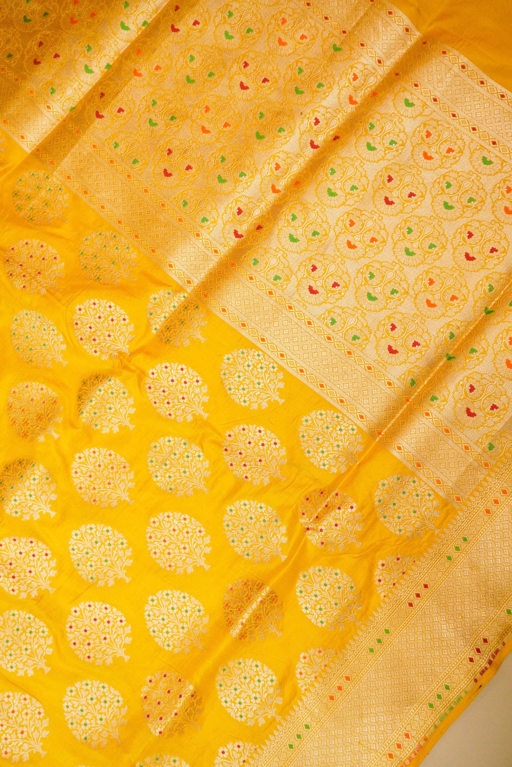 Handwoven Yellow Banarasi Katan Silk Saree