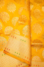 Handwoven Yellow Banarasi Katan Silk Saree