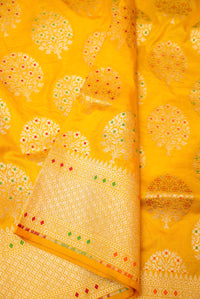 Handwoven Yellow Banarasi Katan Silk Saree