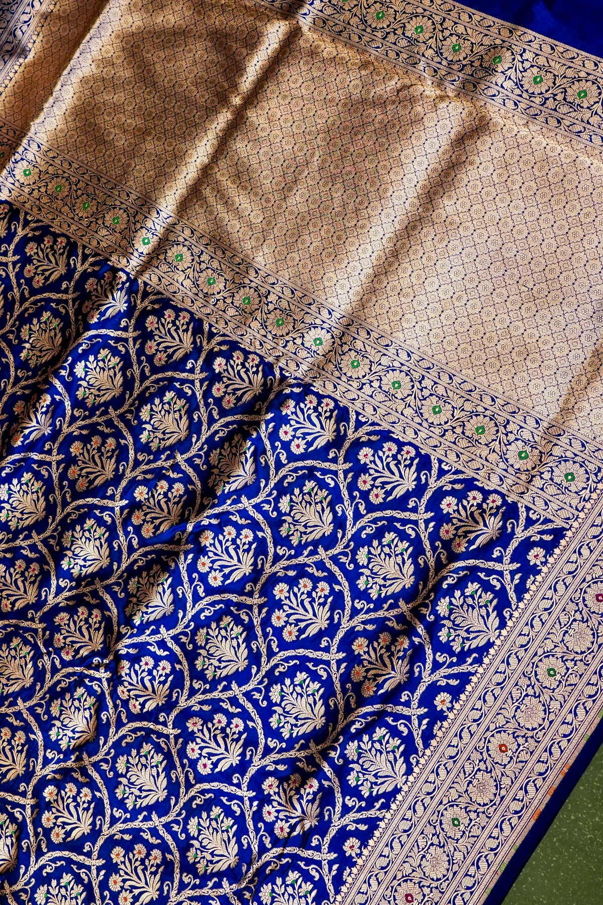 Handwoven Blue Banarasi Katan Silk Saree