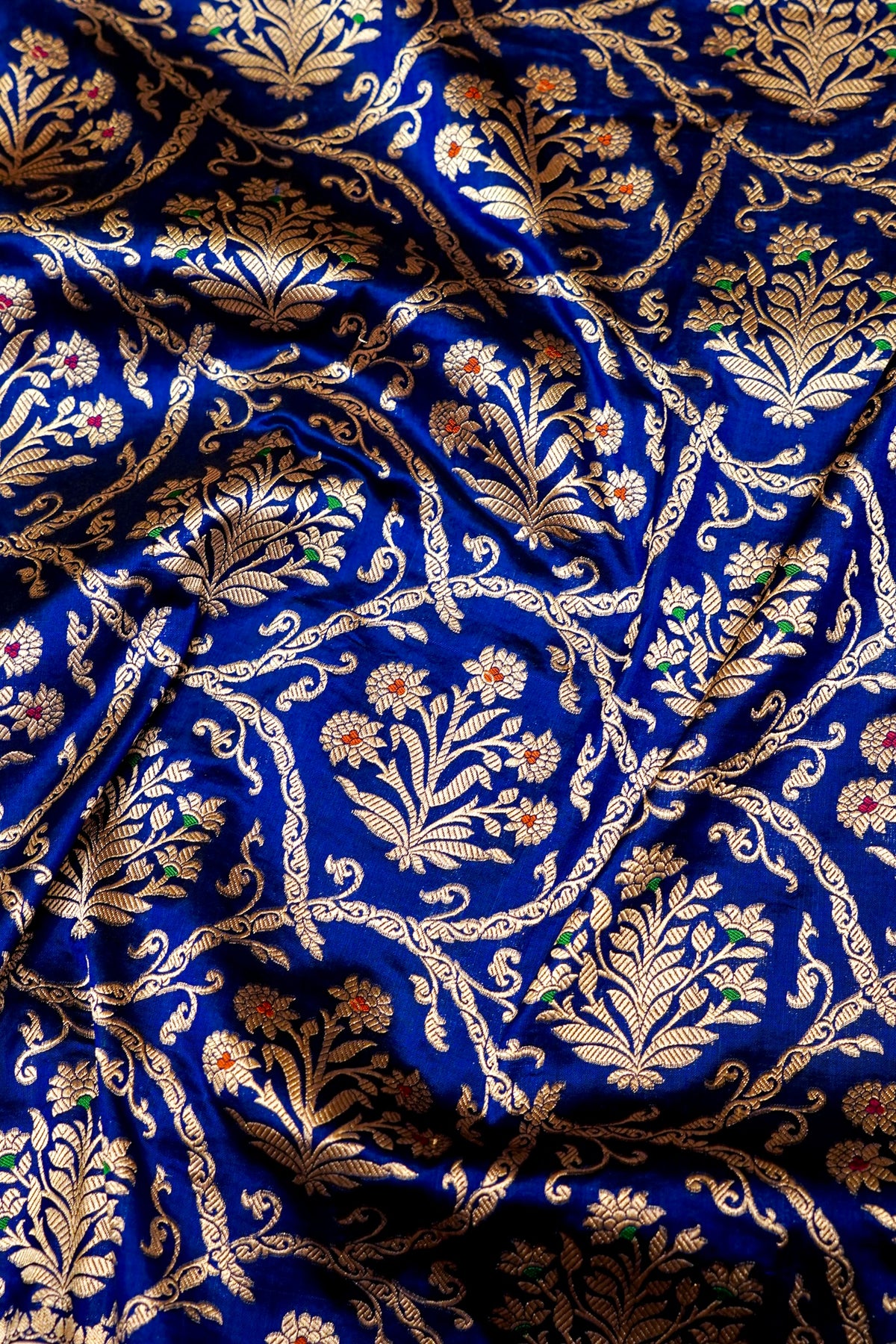 Handwoven Blue Banarasi Katan Silk Saree