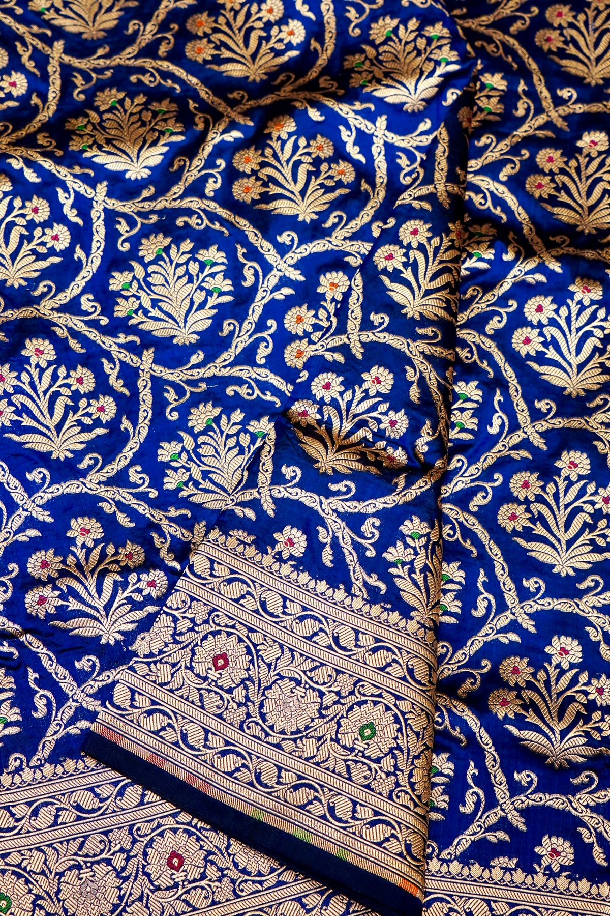 Handwoven Blue Banarasi Katan Silk Saree