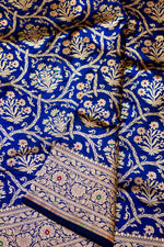 Handwoven Blue Banarasi Katan Silk Saree