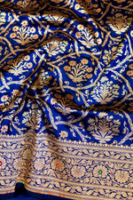 Handwoven Blue Banarasi Katan Silk Saree