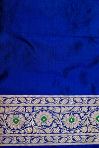 Handwoven Blue Banarasi Katan Silk Saree