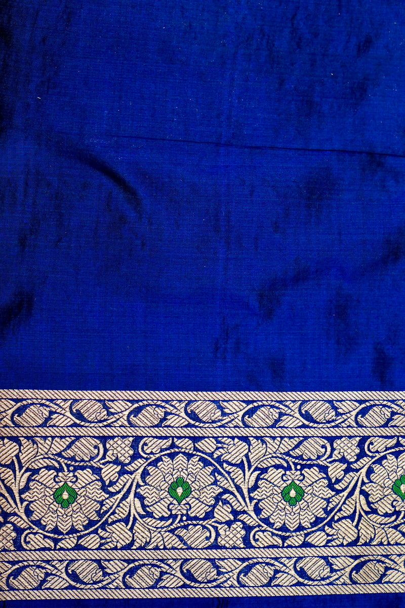 Handwoven Blue Banarasi Katan Silk Saree