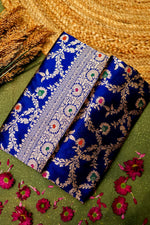 Handwoven Blue Banarasi Katan Silk Saree