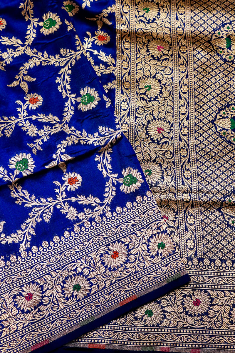 Handwoven Blue Banarasi Katan Silk Saree