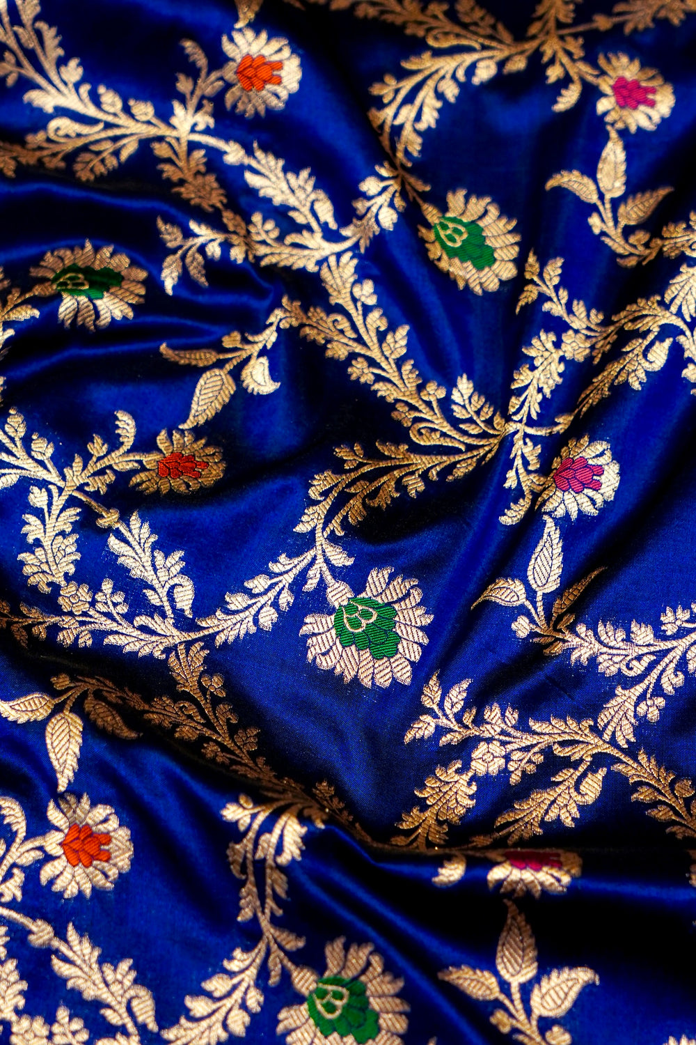 Handwoven Blue Banarasi Katan Silk Saree