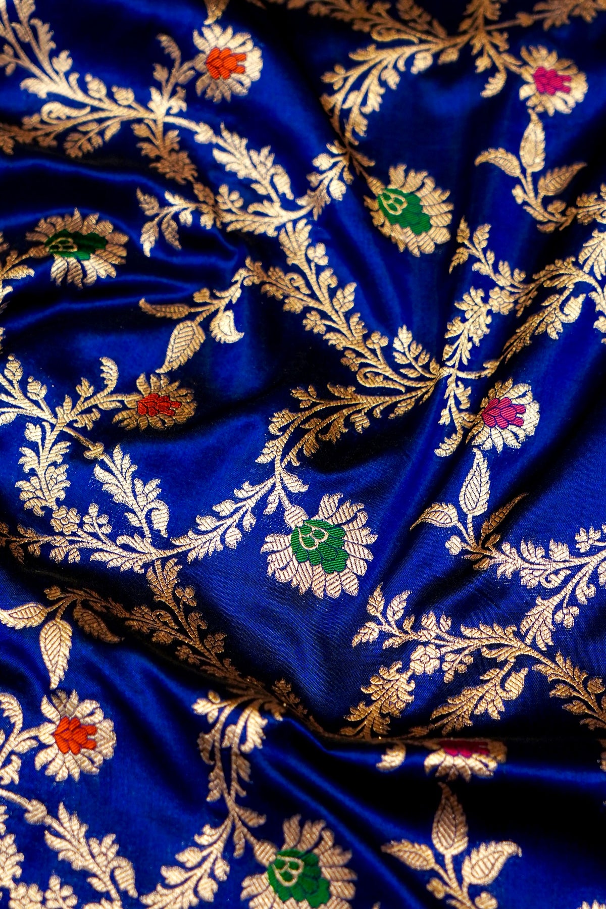 Handwoven Blue Banarasi Katan Silk Saree