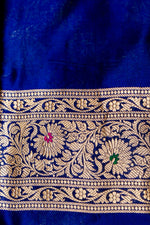 Handwoven Blue Banarasi Katan Silk Saree