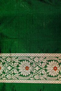 Handwoven Bottle Green  Banarasi Katan Silk Saree