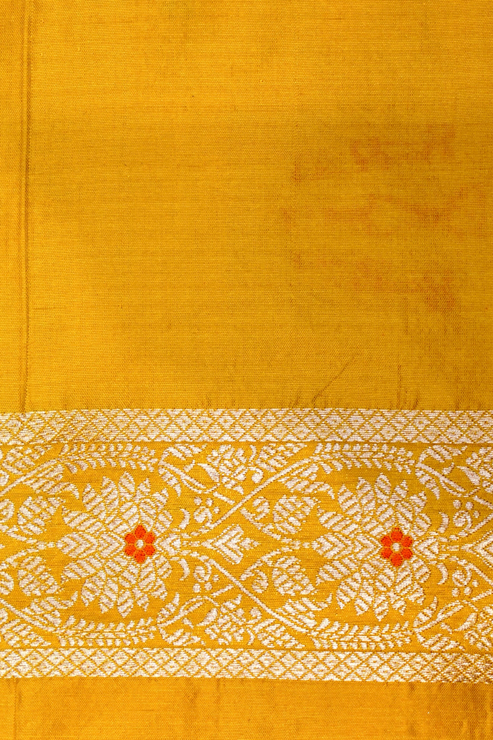 Handwoven Yellow  Banarasi Katan Silk Saree