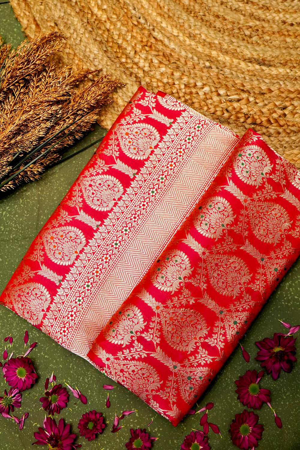 Handwoven Pink Banarasi Katan Silk Saree