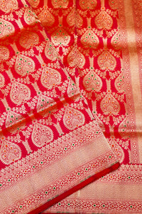 Handwoven Pink Banarasi Katan Silk Saree