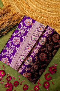 Handwoven Purple Banarasi Katan Silk Saree