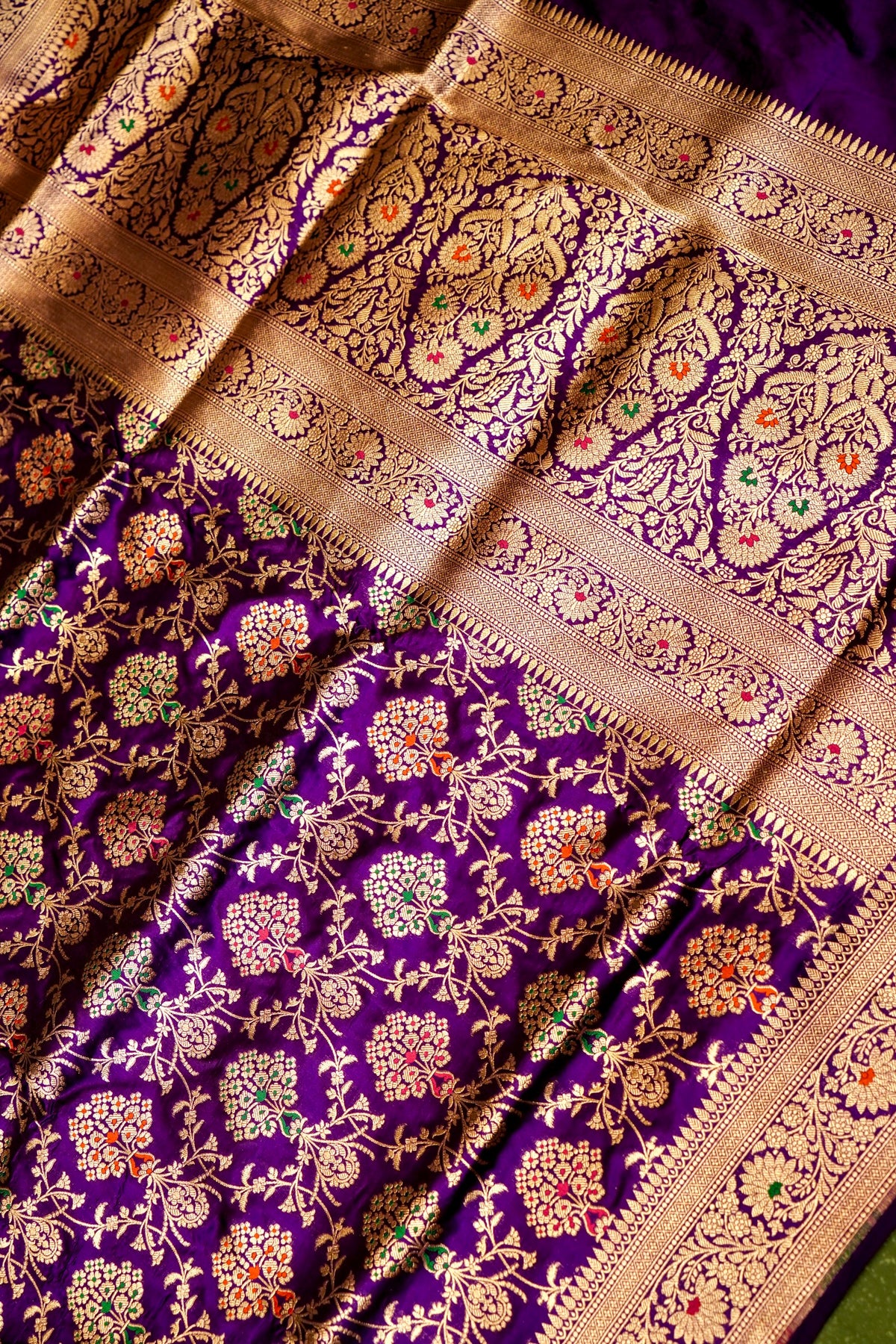 Handwoven Purple Banarasi Katan Silk Saree