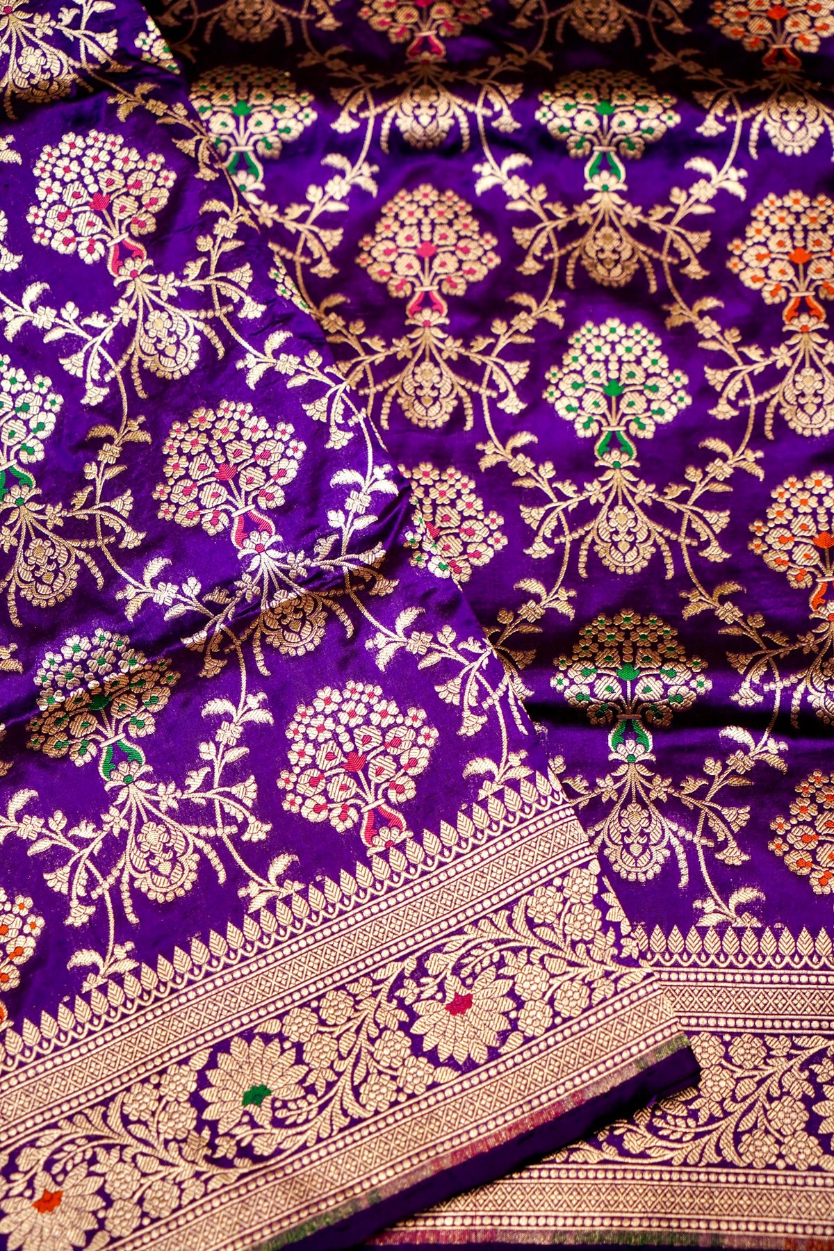 Handwoven Purple Banarasi Katan Silk Saree