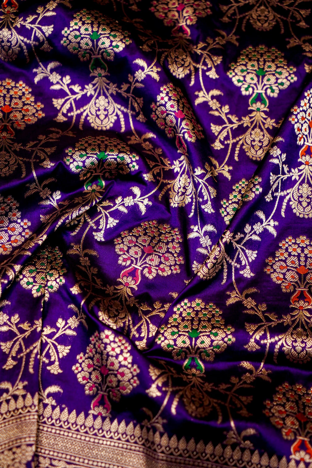 Handwoven Purple Banarasi Katan Silk Saree