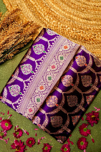 Handwoven Purple Banarasi Katan Silk Saree