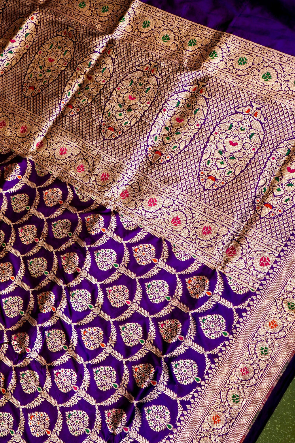 Handwoven Purple Banarasi Katan Silk Saree