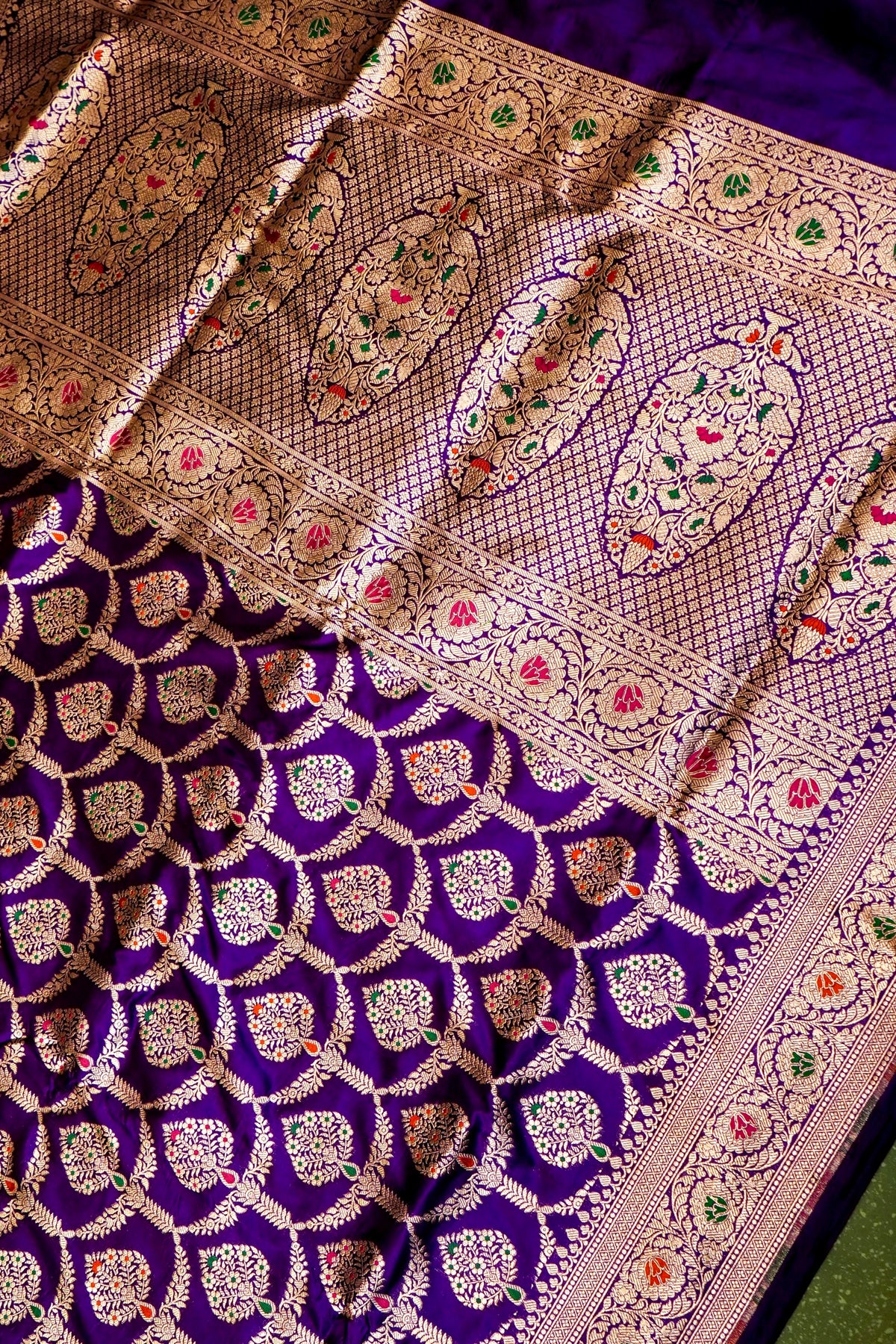 Handwoven Purple Banarasi Katan Silk Saree