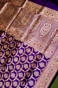 Handwoven Purple Banarasi Katan Silk Saree