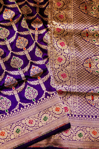 Handwoven Purple Banarasi Katan Silk Saree