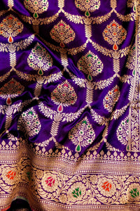 Handwoven Purple Banarasi Katan Silk Saree