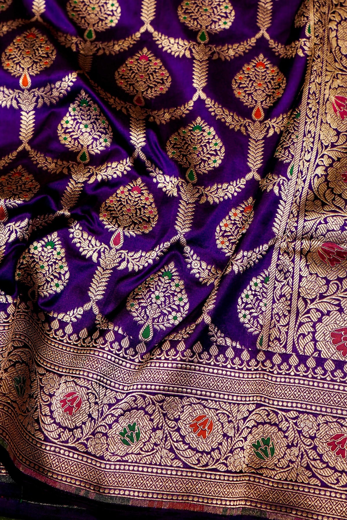 Handwoven Purple Banarasi Katan Silk Saree