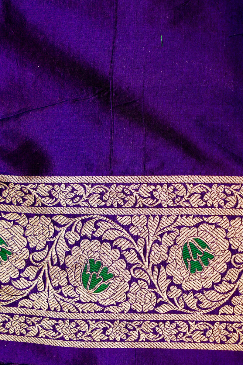 Handwoven Purple Banarasi Katan Silk Saree