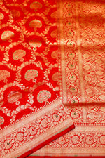 Handwoven Red Banarasi Katan Silk Saree