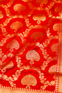 Handwoven Red Banarasi Katan Silk Saree