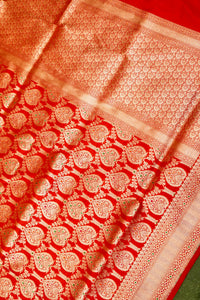 Handwoven Red Banarasi Katan Silk Saree