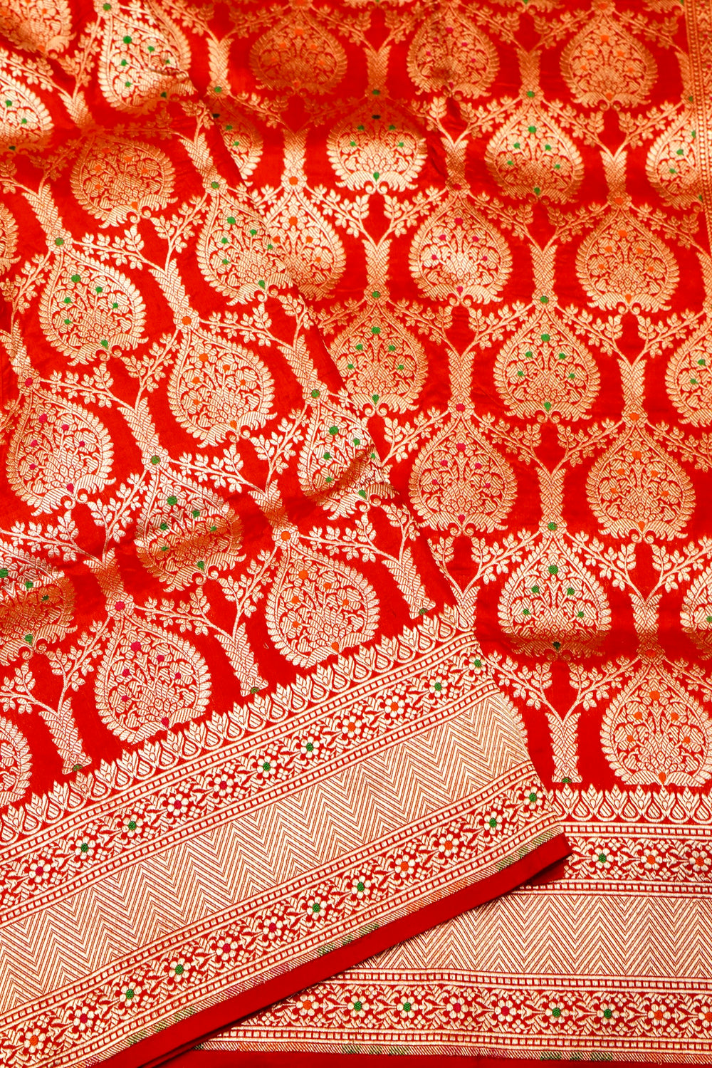 Handwoven Red Banarasi Katan Silk Saree