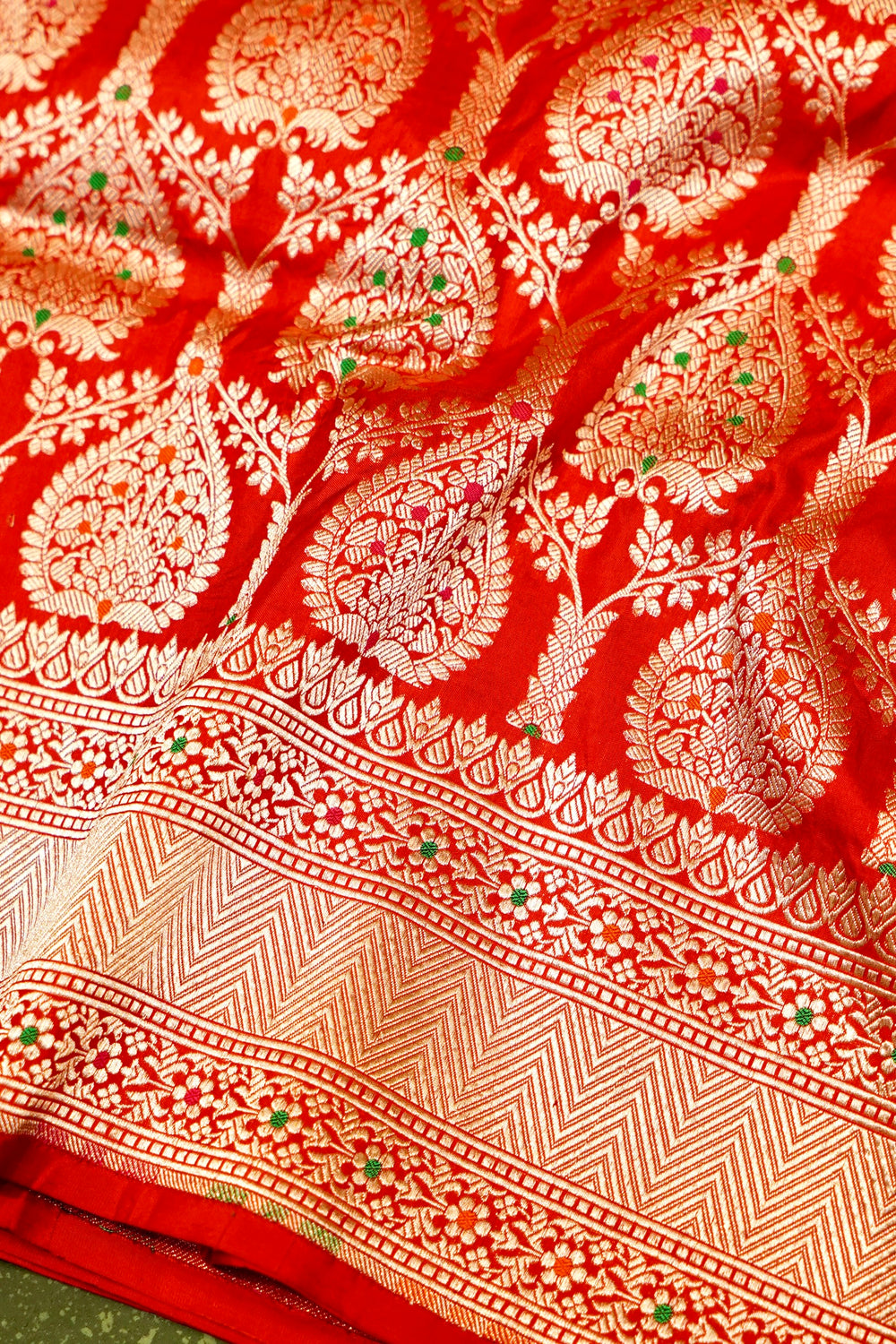 Handwoven Red Banarasi Katan Silk Saree