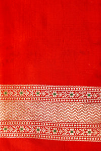 Handwoven Red Banarasi Katan Silk Saree