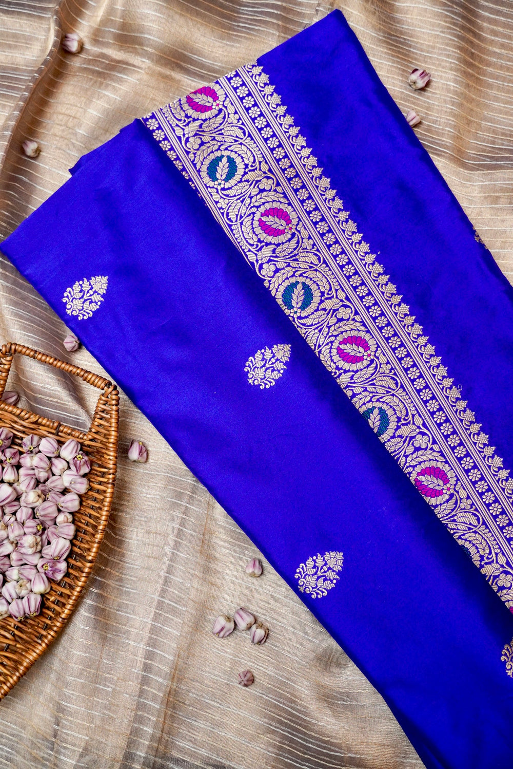 Handwoven Blue Banarasi Katan Silk Saree