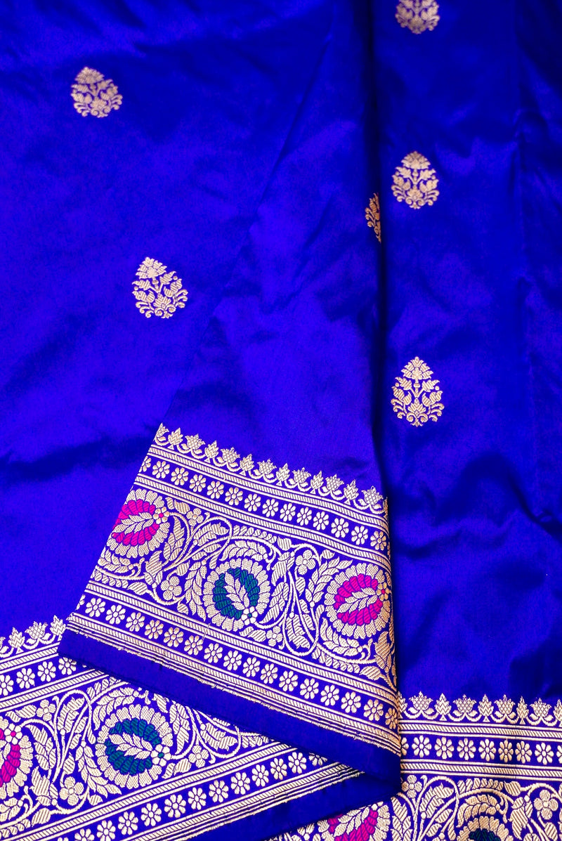 Handwoven Blue Banarasi Katan Silk Saree