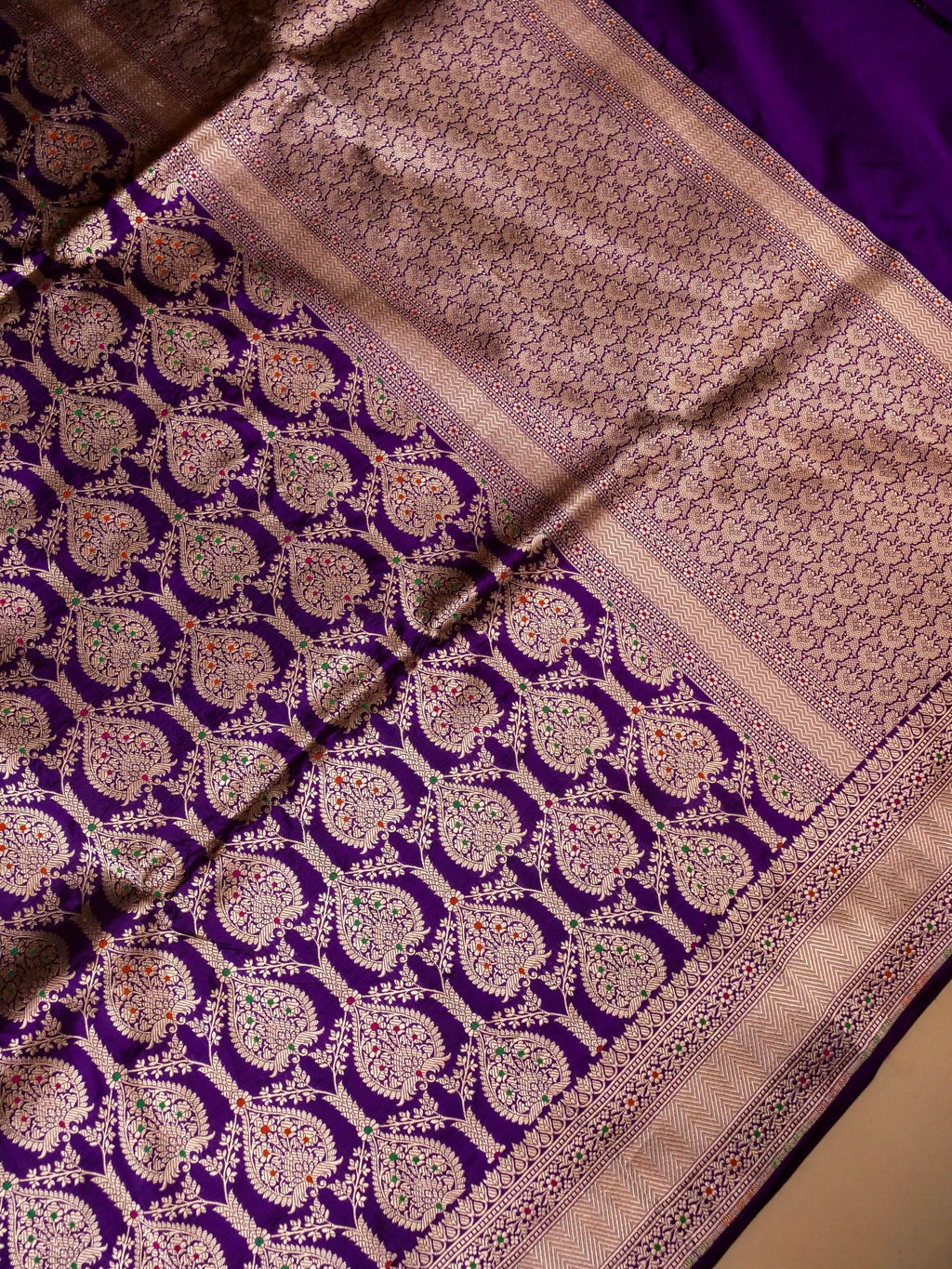 Handwoven Purple Banarasi Katan Silk Saree