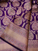 Handwoven Purple Banarasi Katan Silk Saree